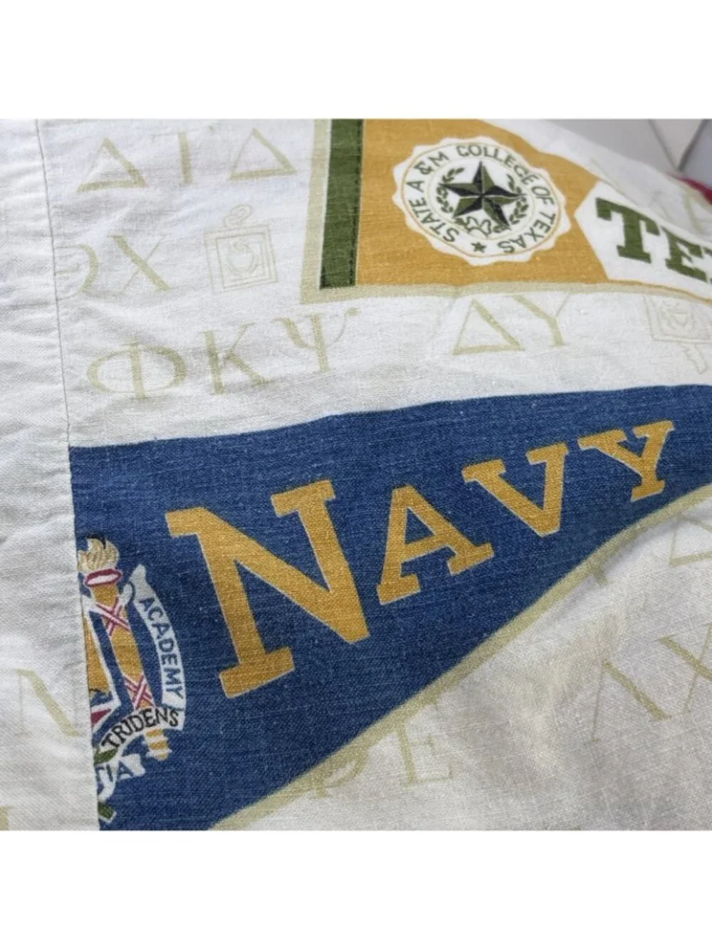 Vtg 70’s Sears Roebuck College Football Fraternity Bedspread Coverlet 58” X 80” - Picture 8 of 11